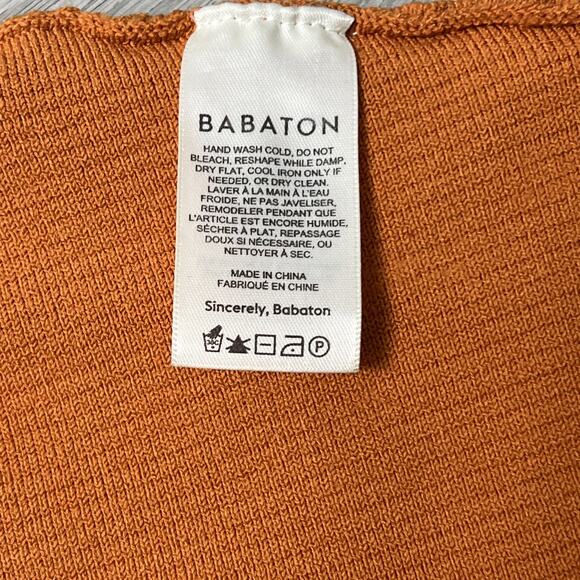 Aritzia Babaton Sculpt Knit Square Neck Cropped Tank Top Medium Orange Ribbed - Picture 4 of 5